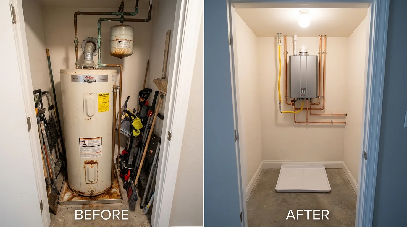 Tank water heater versus wall-mounted tankless unit comparison for Oviedo, FL homeowners