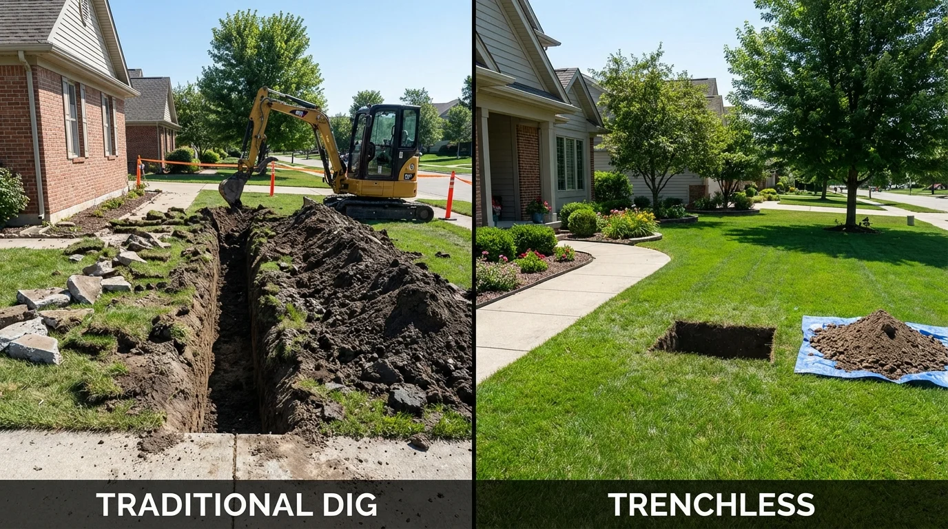 Trenchless sewer repair with minimal yard damage versus traditional excavation in Oviedo, FL